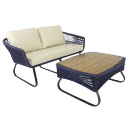 Conjunto de Poltronas, Namoradeira e Mesa Milão em Alumínio com Almofadas Impermeáveis para - Verde - 4