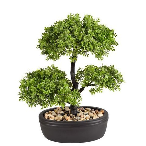 Arranjo Decorativo com Bonsai Artificial e Vaso de Cerâmica – 33cm