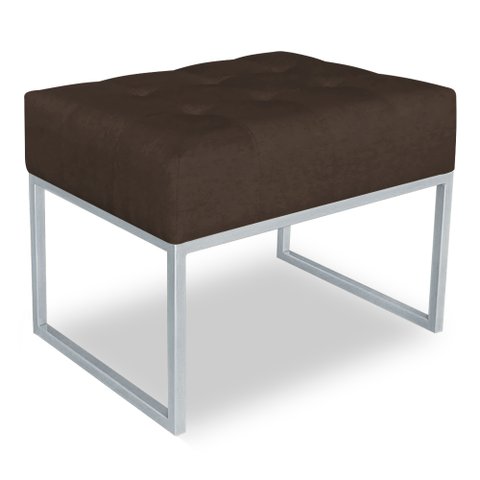 Puff Lisa Suede Base Metálica Industrial Prata - Pallazio Marrom