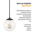 Ver imagem 6 de Pendente Preto C/ Globo de Vidro Cristal de 14cm + Led 2w