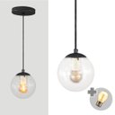 Ver imagem 3 de Pendente Preto C/ Globo de Vidro Cristal de 14cm + Led 2w