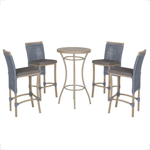 Mesa Bistro e 4 Banquetas Roma Fendi Corda Náutica 11 Trama Original