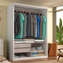 Ver imagem 3 de Guarda-roupa Solteiro Roma 2 Portas de Correr 2 Gavetas Branco