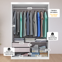 Ver imagem 5 de Guarda Roupa Solteiro Roma 2 Portas Corre 2 Gavetas com Espelho Branco