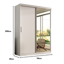 Ver imagem 7 de Guarda Roupa Solteiro Roma 2 Portas Corre 2 Gavetas com Espelho Branco