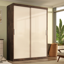 Ver imagem 1 de Guarda Roupa Solteiro Roma 2 Portas de Correr 2 Gavetas Chocolate/off-white