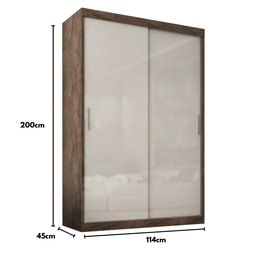Guarda-roupa Roma 2 Portas de Correr 2 Gavetas Chocolate/off-white - 4