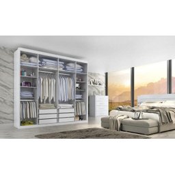 Guarda Roupa Casal Valencia 6 Portas 6 Gavetas com Vidro Reflecta - 3
