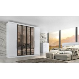 Guarda Roupa Casal Valencia 6 Portas 6 Gavetas com Vidro Reflecta - 2