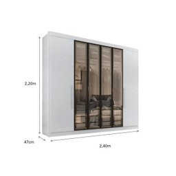 Guarda Roupa Casal Valencia 6 Portas 6 Gavetas com Vidro Reflecta - 4