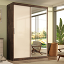 Ver imagem 1 de Guarda Roupa Solteiro Roma 2 Portas Corre 2 Gavetas com Espelho Chocolate/off-white