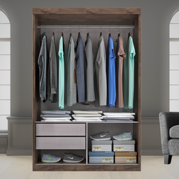 Guarda-roupa Roma 2 Portas Corre 2 Gavetas com Espelho Chocolate/off-white - 2