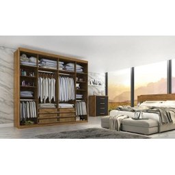 Guarda Roupa Casal Valencia 6 Portas 6 Gavetas com Vidro Reflecta - 3