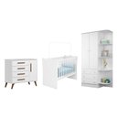 Ver imagem 1 de Quarto Infantil Guarda Roupa Infantil, Cômoda e Berço Branco - Fdecor