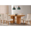 Ver imagem 1 de Conjunto: Mesa Sala Jantar Maldivas Tampo Curvo 180cm+6 Cadeiras Dakota Madeira Naturale - Capuccino