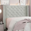 Ver imagem 1 de Cabeceira Estofada Vivian para Cama Box de Casal Veludo Prata 1,40 Bz Home Decor