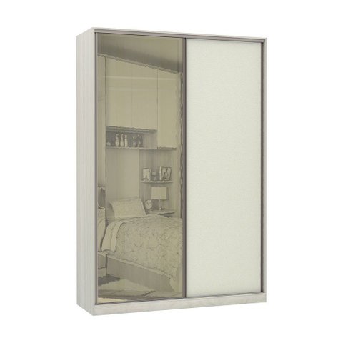 Guarda-roupa Solteiro Luciane 2 Portas de Correr 3 Gavetas Prime Plus Alumínio com Vidro 8 Cm