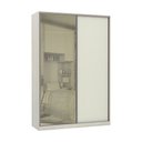 Ver imagem 1 de Guarda-roupa Solteiro Luciane 2 Portas de Correr 3 Gavetas Prime Plus Alumínio com Vidro 8 Cm