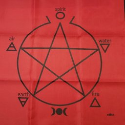 Toalha Pentagrama Para Altar, Taro E Jogos 70x70 Cm Vermelha - 1