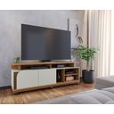 Ver imagem 4 de Kit Home Sacramento Tv até 65 Pol Led Freijó Off White +bancada Austin Tv até 65 Pol com Rodí