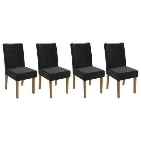 Cadeira de Cozinha 2cad129fr Kit 4 Un Freijo/suede Preto A038 - Kappesberg