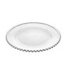 Prato Raso Em Cristal Wolff Pearl Branco Borda Prateada 28cm - 2