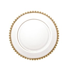 Prato Raso Em Cristal Wolff Pearl Branco Borda Dourada 20cm - 3