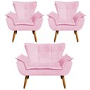 Ver imagem 6 de Kit 01 Namoradeira 02 Poltronas Suede Rosa Bebê