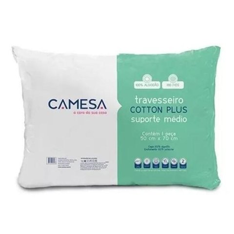 Travesseiro Cotton Plus 180 Fios Suporte Medio
