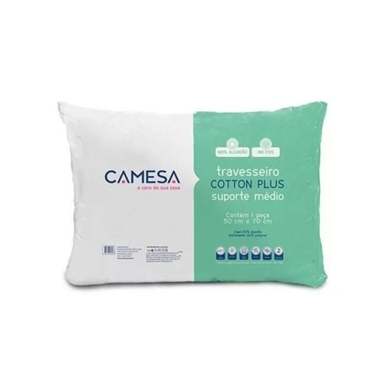 Travesseiro Cotton Plus 180 Fios Suporte Medio