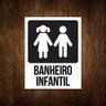 Placa Banheiro Infantil - Menino e Menina Placa Branca 36x46 - 1