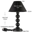 Ver imagem 4 de Abajur Luxo Moderno Luminária Mesa Sala Quarto Mirage Preto