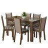 Conjunto Sala de Jantar Mesa Tampo de Vidro 6 Cadeiras Rustic/crema/hibiscos Heloísa Madesa - 2