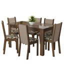 Ver imagem 2 de Conjunto Sala de Jantar Mesa Tampo de Vidro 6 Cadeiras Rustic/crema/hibiscos Heloísa Madesa