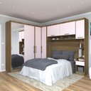 Ver imagem 1 de Quarto Modulado Casal de Canto com Espelho 6 Peças 7 Portas Paris Luciane