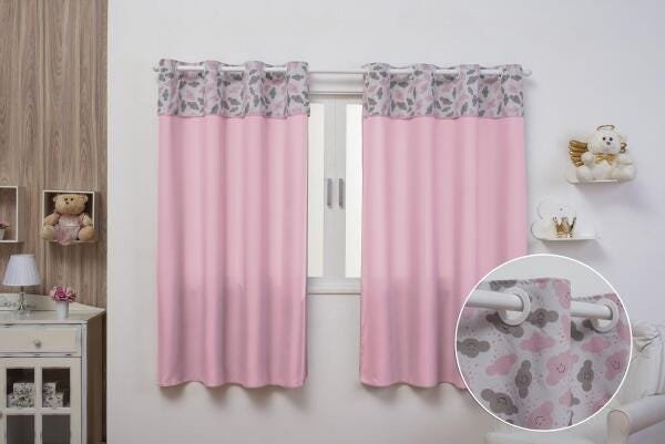 Cortina Para Quarto Infantil E Bebe Rosa Nuvem - 2