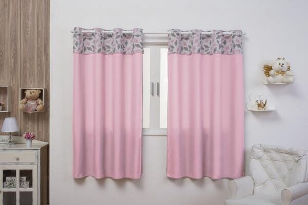 Cortina Para Quarto Infantil E Bebe Rosa Nuvem