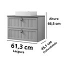 Ver imagem 4 de Gabinete para Banheiro 60cm 100% Mdf 1 Gaveta 1 Porta Basculante Sense Mgm Móveis Titanium/freijo