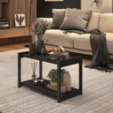 Ver imagem 3 de Mesa de Centro Lateral Canto Atenas 2 Prateleiras Mdf Estrutura de Metalon Moderna:preto-preto