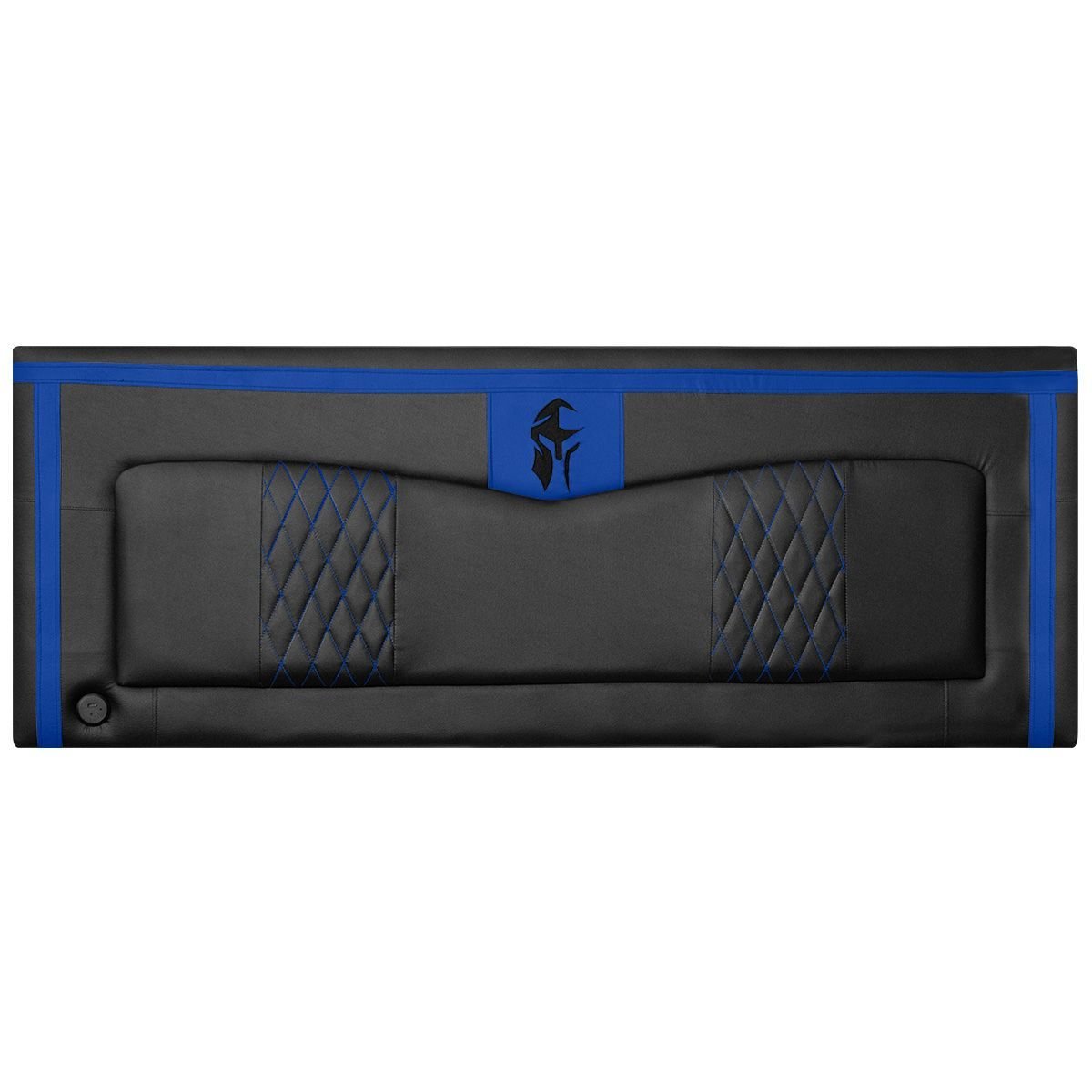 Kit Quarto Gamer Baú e Painel Fighter Usb 140cm Cama de Casal:preto e Azul