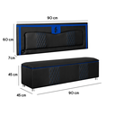Ver imagem 3 de Kit Quarto Gamer Baú e Painel Fighter Usb 140cm Cama de Casal:preto e Azul