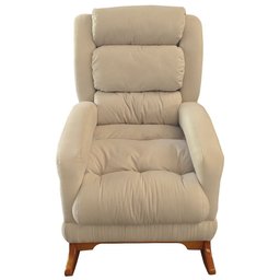 Poltrona de Amamentação com Balanço Luna Suede Bege Base de Madeira C05 - D'rossi Poltrona de Amamen - 2