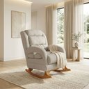 Ver imagem 1 de Poltrona de Amamentação com Balanço Luna Suede Bege Base de Madeira C05 - D'rossi Poltrona de Amamen