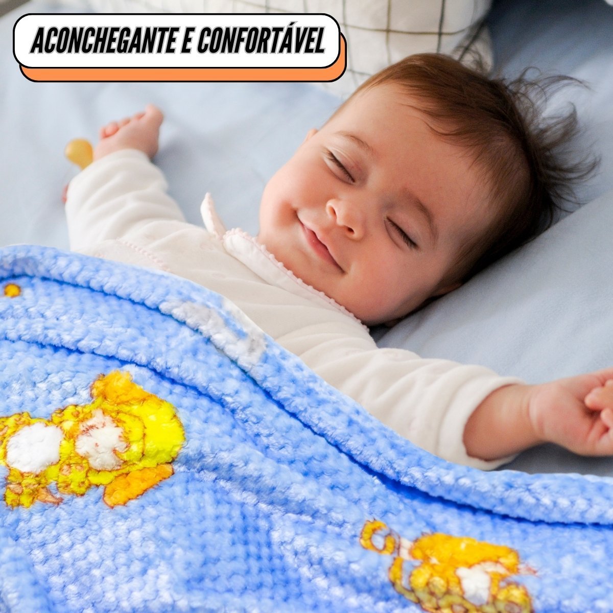 Cobertor Manta Bebê 1,00 X 0,90 Infantil Macia Microfibra Antialérgica Soft - Azul - 4