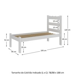 Cama de Solteiro Madeira Maciça para Colchão 78-88x188cm Multimóveis - 2