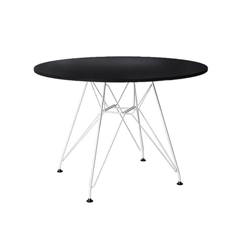 Mesa Jantar Eames Redonda Preta 90cm com Ferro Branco - Up Home