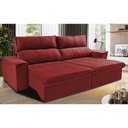 Ver imagem 2 de Sofá Retrátil e Reclinável 2.30m Cama inBox Flórida com Molas e Bordado 3D Velusoft Vermelho
