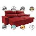 Ver imagem 4 de Sofá Retrátil e Reclinável 2.30m Cama inBox Flórida com Molas e Bordado 3D Velusoft Vermelho