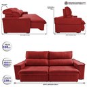 Ver imagem 3 de Sofá Retrátil e Reclinável 2.30m Cama inBox Flórida com Molas e Bordado 3D Velusoft Vermelho