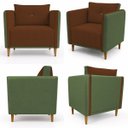 Ver imagem 2 de Kit 2 Poltronas Aviv para Sala Escritório Recepção Linho Terracota Premium Easy Clean Corino Verde P